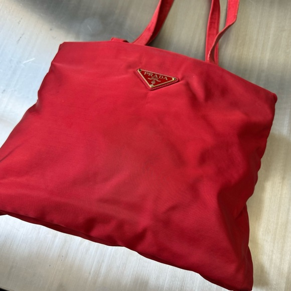 Prada Vintage Oversized Tessuto Nylon Tote in Red - Picture 3 of 9